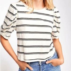 Free People Striped Puff Sleeve Top
